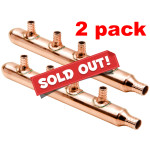 2 Pack 3/4in Inlet 1/2in PEX Water Outlet 4 Ports Closed End Manifold